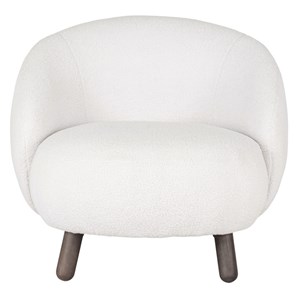 Mimi-fauteuil en tissu bouclé écru et bois