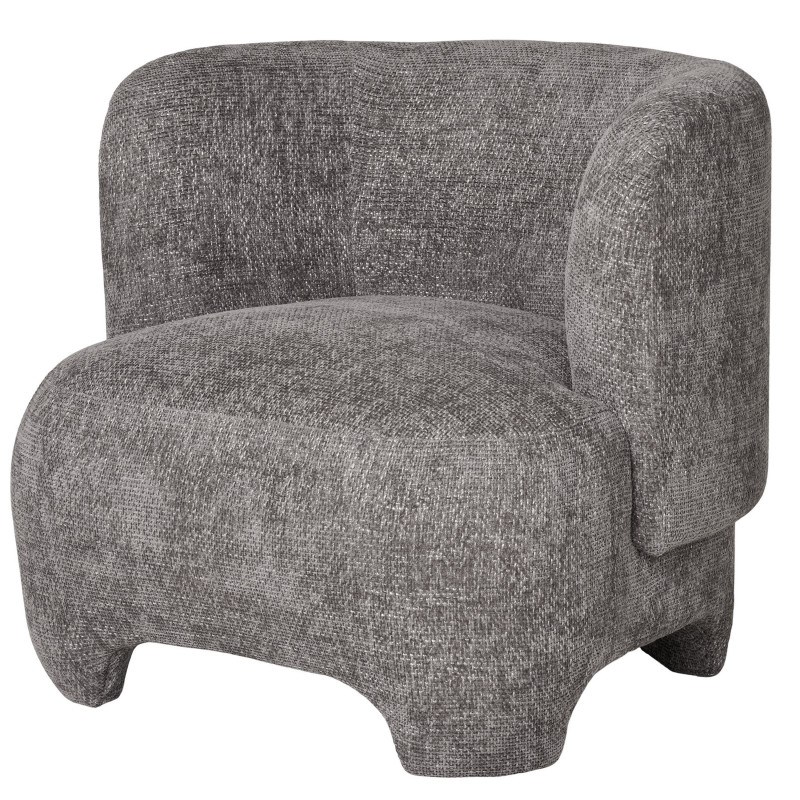 Moss-fauteuil en tissu chenillé gris