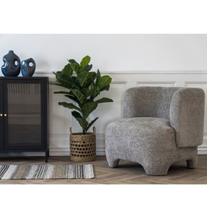 Moss-fauteuil en tissu chenillé gris