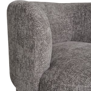 Moss-fauteuil et repose-pied en tissu chenillé gris