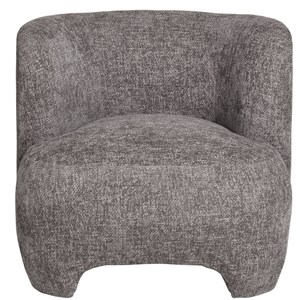 Moss-fauteuil et repose-pied en tissu chenillé gris