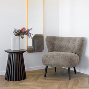 Mown-fauteuil en tissu bouclé taupe