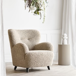 Winy-fauteuil lounge en tissu bouclé marron clair