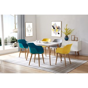 Andrea-chaise scandinave bleu canard pied métal effet bois (x2)