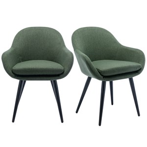 Cancun-chaise scandinave tissu vert forêt pieds métal noir (x2)