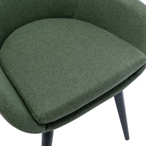 Cancun-chaise scandinave tissu vert forêt pieds métal noir (x2)