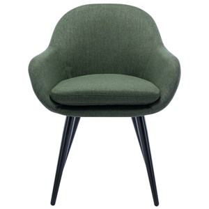 Cancun-chaise scandinave tissu vert forêt pieds métal noir (x2)