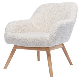 Malmo-fauteuil en bois naturel et tissu bouclé écru