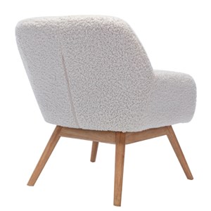 Malmo-fauteuil en bois naturel et tissu bouclé écru