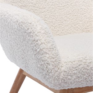 Malmo-fauteuil en bois naturel et tissu bouclé écru