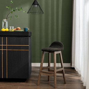 Jude-tabouret de bar vintage marron foncé et bois teinté noyer(x2)