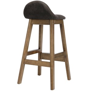 Jude-tabouret de bar vintage marron foncé et bois teinté noyer(x2)