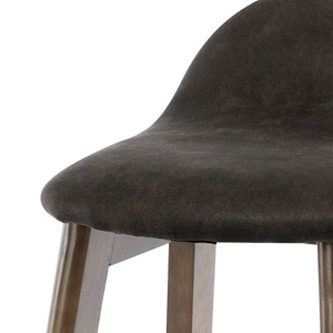 Jude-tabouret de bar vintage marron foncé et bois teinté noyer(x2)