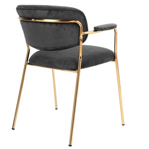 Clara-chaise en tissu cotelé carbone et métal doré brossé(x2)