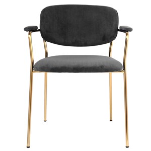 Clara-chaise en tissu cotelé carbone et métal doré brossé(x2)