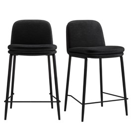 Nolan-chaise de bar tissu retro noir (x2)