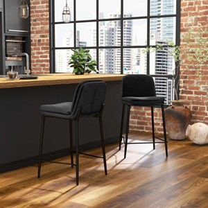 Nolan-chaise de bar tissu retro noir (x2)