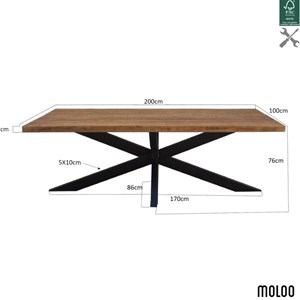 Manaus-table à manger 8 personnes 200 cm en bois massif