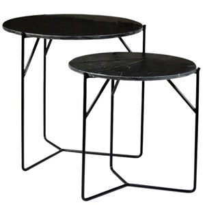 Julia-set de 2 tables basses marbre noir