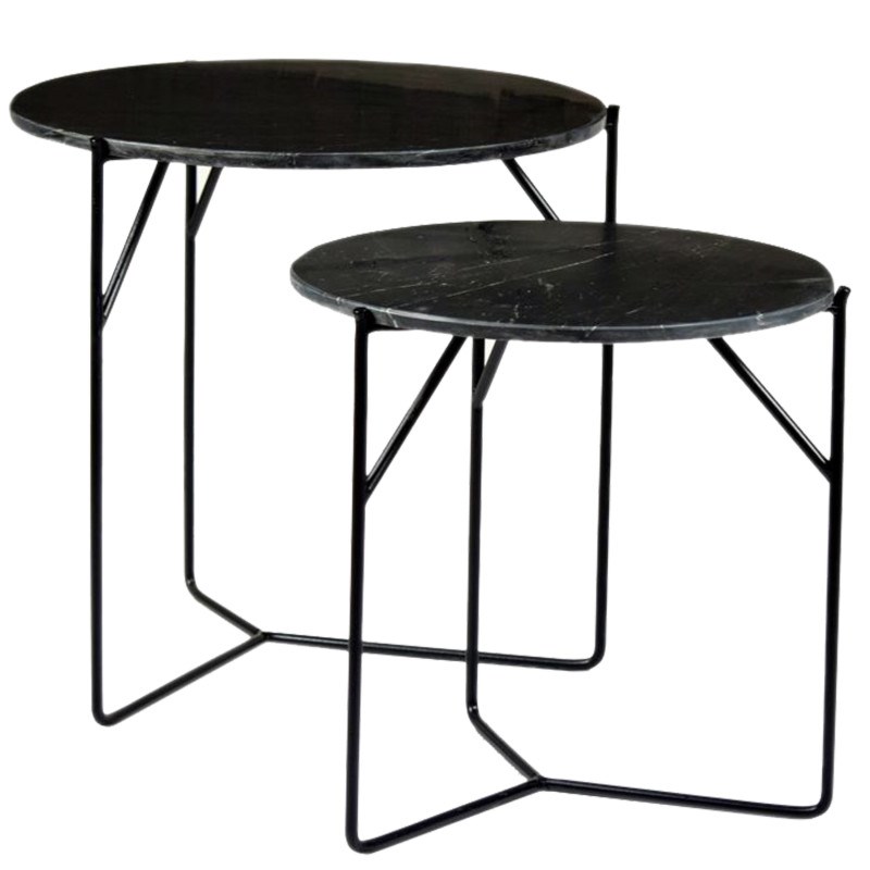 Julia-set de 2 tables basses marbre noir