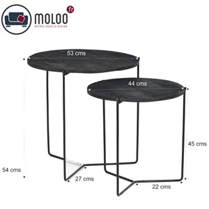 Julia-set de 2 tables basses marbre noir