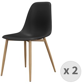 Ester-chaise coque noire et métal chêne (x2)