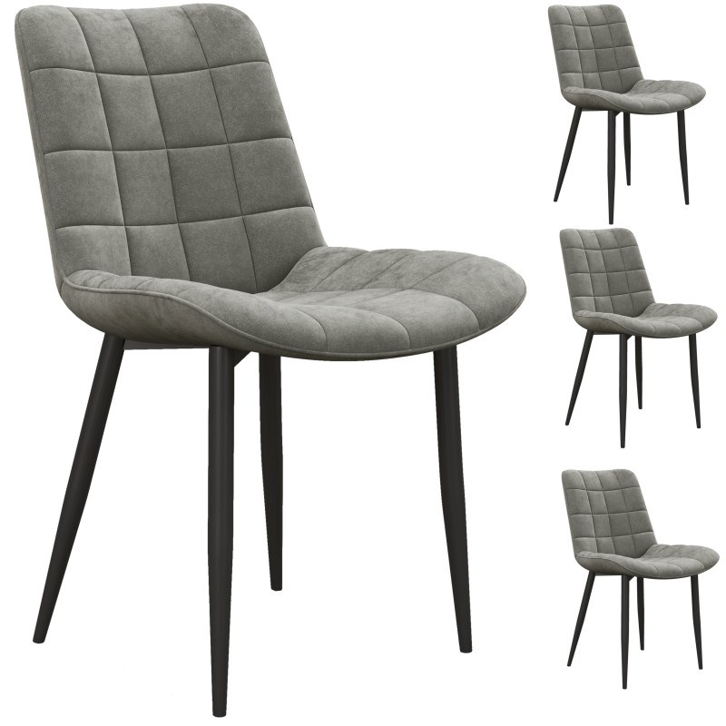 Moloo - Sacha-chaise en velours gris carbone et métal noir (x4)