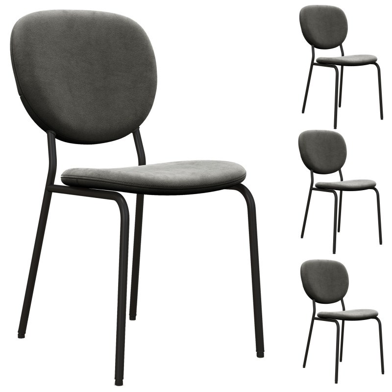 Moloo - Anais-chaise en velours gris carbone et métal noir (x4)