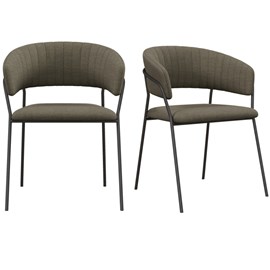 Luca-fauteuils de table en tissu taupe (x2)