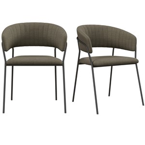 Luca-fauteuils de table en tissu taupe (x2)