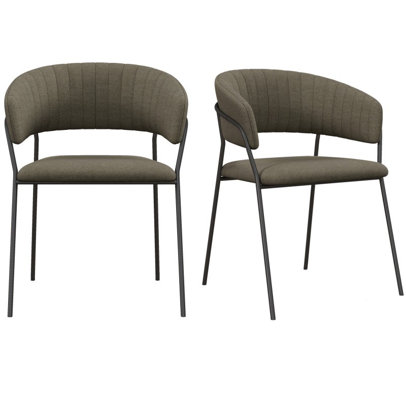 Luca-fauteuils de table en tissu taupe (x2)
