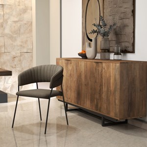 Luca-fauteuils de table en tissu taupe (x2)