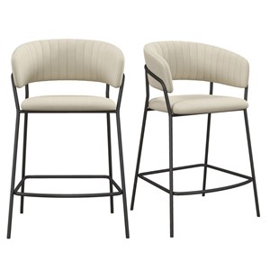 Luca-fauteuil de bar en tissu beige (x2)