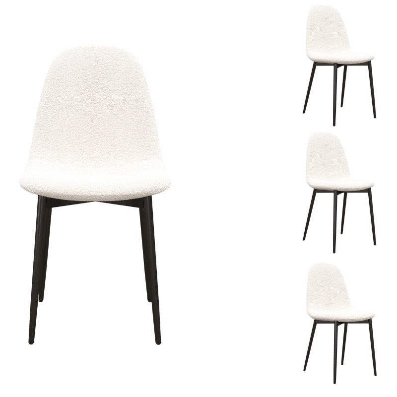 Sally-chaise en tissu bouclette ecru (x4)