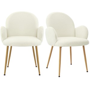 Alice-chaise en tissu cozy ecru et acier chêne (x2)