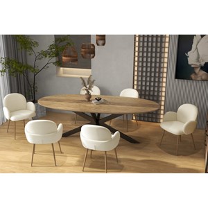 Alice-chaise en tissu cozy ecru et acier chêne (x2)