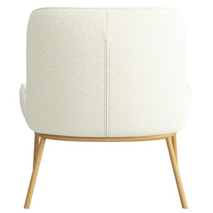 Alvin-fauteuil vintage en tissu bouclé ecru et métal chêne