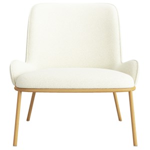 Alvin-fauteuil vintage en tissu bouclé ecru et métal chêne