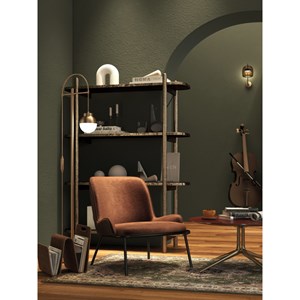 Alvin-fauteuil vintage en velours retro terracotta