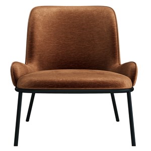 Alvin-fauteuil vintage en velours retro terracotta