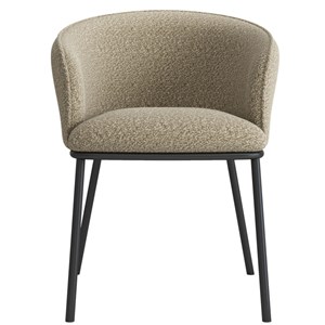 Alvin-fauteuil de table en tissu bouclé grège