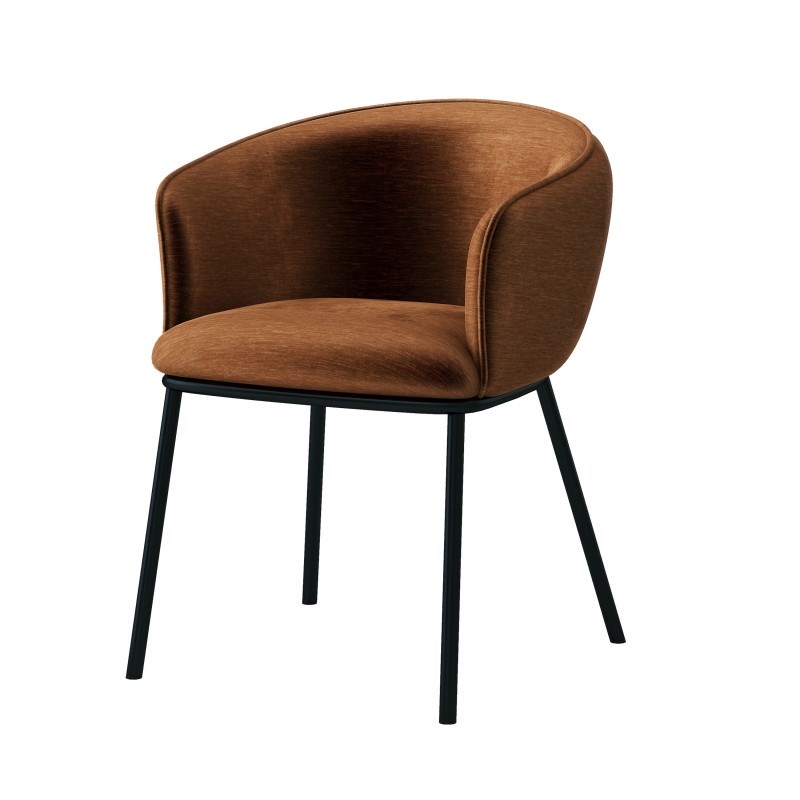 Alvin-fauteuil de table en velours rétro terracotta