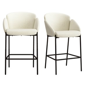 Candice-fauteuil de bar en tissu luxury ecru (x2)