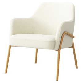 Layton-fauteuil lounge en tissu bouclé ecru