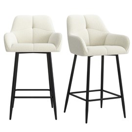 Lea-fauteuil de bar en tissu cosy ecru (x2)