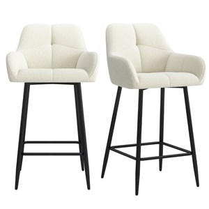 Lea-fauteuil de bar en tissu cosy ecru (x2)