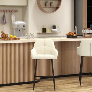 Lea-fauteuil de bar en tissu cosy ecru (x2)