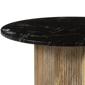Marbella-table basse ronde 70 cm en marbre noir et bois massif