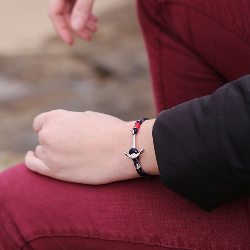 Bracelet ancre femme bleu marine