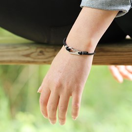 Bracelet mousqueton femme noir huelgoat